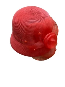 Red Fancy Small Brimmed Hat - Picture 1 of 9