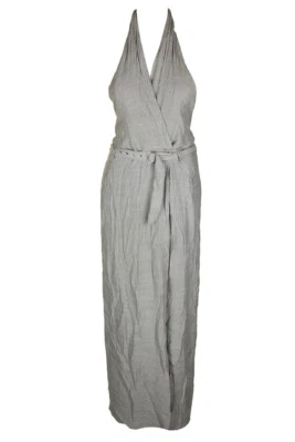 Mono halter Max Studio London gris claro sin mangas con cinturón pierna ancha L Foto 1 de 3