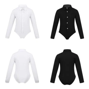 Kids Boys Girls Bodysuit Bow-tie Unitard Wedding Bodysuits Lapel Rompers Dance - Picture 1 of 29