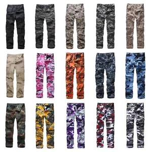 BACKBONE Mens Army Style BDU Pants Multi-Pocket Camouflage Casual Cargo Pants - Picture 1 of 128