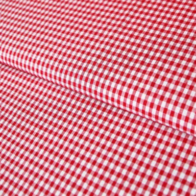STOFFE KUDELLINO Baumwollstoff kariert / Popeline "0,5 cm weiß/rot Karomuster"