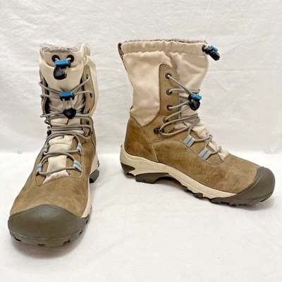 Botas de nieve Keen Wilma 1009582 para mujer talla 7,5 aisladas cuero lona beige Foto 1 de 4