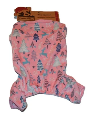 PUP CREW WINTER Christmas Tree Pink PAJAMA PET DOG APPAREL, SZ Small - Image 1 of 4