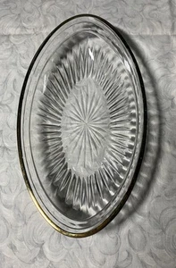 Cuenco ovalado de cristal Marquis by Waterford 1991 de colección borde dorado 7 1/4" - Imagen 1 de 7