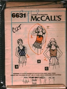 6631 Vintage McCalls SEWING Pattern Girls 1980s Shirt Top Shorts Summer 8 OOP - Picture 1 of 1