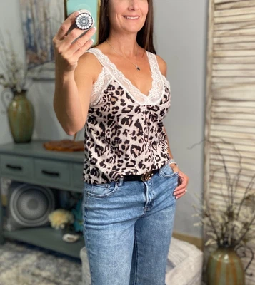 Camiseta sin mangas de leopardo para mujer grande marrón cuello en V verano playa sexy Y2K coqueta retro Foto 1 de 4