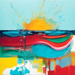 Abstracto Splash J55 90x90 5 cm Airbush acabado lienzo galería marco/pop art - Imagen 1 de 1