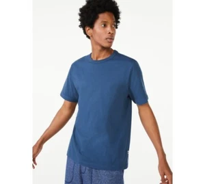 Camiseta para hombre talla mediana azul liso cuello redondo manga corta montaje gratuito nueva - Imagen 1 de 4