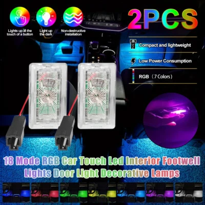 2PCS RGB For Tesla Model 3 Y S X 2014-2023 LED Interior Footwell Light Door Bulb - Image 1 of 4