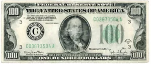 1934 D $100 Philadelphia Federal Reserve Note ☆☆ Circulated Fine ☆☆ 504A - Picture 1 of 2