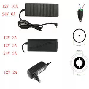 DC 12V/24V 5A 6A 10A LED Fuente de alimentación Driver Transformador Adaptador para tira de LED  - Imagen 1 de 13