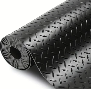 Alfombra impermeable de 3 mm para furgoneta cámper de goma negra de alta resistencia con diamante, garaje, gimnasio - Imagen 1 de 3