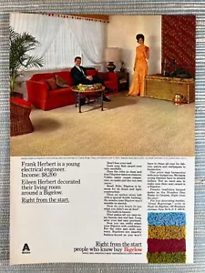 Bigelow Acrilan Deep Pile Carpet MCM Home New York 1968 Pubblicità Stampa Vintage - Foto 1 di 1