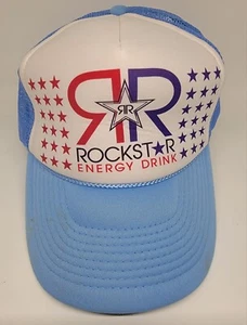 Nissun Rockstar Energy Drink Trucker blau Mesh Baseball Cap Mütze Vintage Flecken - Bild 1 von 9