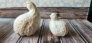 2 Vintage MOC Japan Porcelain Ceramic White Partridge Peacock Bird Quail Z - Picture 1 of 8