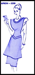 Mail Order # 3208 APRON Flared RickRac Fabric sewing pattern Vintage 1940's COPY - Picture 1 of 5