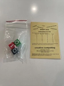 Vintage 3 binäre Würfel Spiel Creative Computing 1 0 Made in USA selten NOS CPU 80ERer - Bild 1 von 5