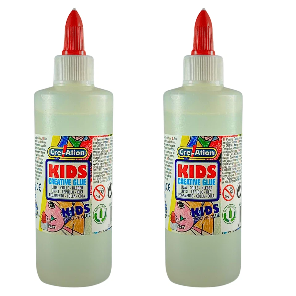 CRE-ATION 2x 200ml Bastelkleber Transparent Dosierspitze Flüssigkleber Schule Klebstoff
