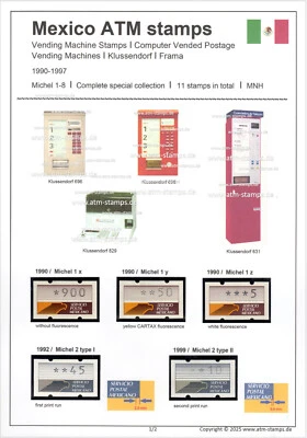 Colección completa de sellos de águila de México 1990-1997 MNH Klussendorf Frama CVP Foto 1 de 3