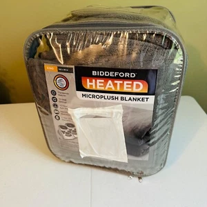 Heated Microplush Blanket King Size Gray 10 Heat Settings Machine Washable - Picture 1 of 12