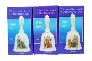 3 LOT NIB VTG NORMAN ROCKWELL PORCELAIN COLLECTOR’S BELLS MEMORIES TOYMAKER BEDT - Picture 1 of 11
