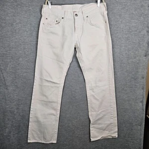 True Religion White Bobby Straight Leg Y2K Men's Jeans Size 34 Made in USA - Picture 1 of 14