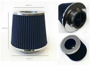 BLUE 2.5 inch 63mm universal cone Air filters for Eclipse Galant Mirage 3000GT - Bild 1 von 1