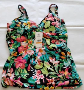 Tommy Bahama Black Fleur De Flora U/W Tankini Size S/P - Picture 1 of 2