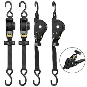 4x 1" x 10' Auto Retractable Ratchet Strap 25mm*3.3m with S hook Tiedown 680kg - Picture 1 of 12