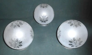 ANTIQUE SET OF 3 VICTORIAN FROSTED AND CUT BALL SHADES - Picture 1 of 9