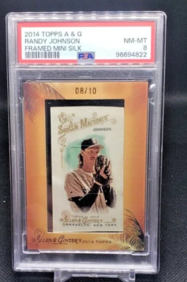 2014 Topps Allen & Ginter Framed Mini-Silk Randy Johnson #8/10 PSA NM-MT 8 Pop=1 - Image 1 of 2