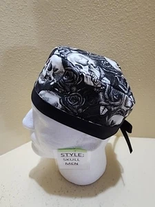 Skulled Shadow Halloween Men's Skull/Chemo Surgical Scrub Hat/Cap Handmade - Picture 1 of 7