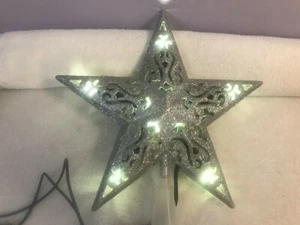 Topper Árbol de Navidad 5 Puntos Estrella Iluminada Plata Brillo Cubierta EX5085 - Imagen 1 de 7
