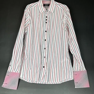 Coogi Classic Stripe/Plaid Button Up Shirt Mens 16.5 34/35 French Cuff - Picture 1 of 3