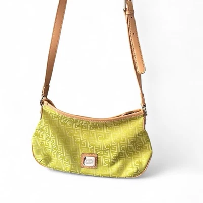 Cartera Bandolera Y2K Vintage Liz Claiborne Verde Lima Cuero Tostado Hebilla Correa Foto 1 de 4