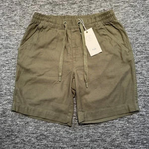 Folk Shorts Mens Size Small Dark Khaki Samson Linen Blend Elasticated Oi Polloi - Picture 1 of 9
