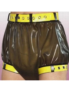 Pure Latex Rubber Gummi Brown Underwear Boxer Shorts with 3 Belts 0.4mm S-XXL - Foto 1 di 2