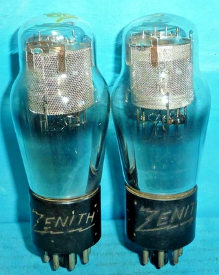 2 tubos Zenith 6C5G grabados base malla placas lámina D Getter Foto 1 de 2