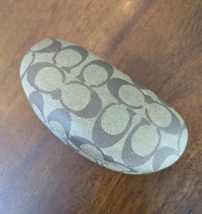 Coach Signature Brown Tan Hard Clam Shell Eyeglass Sunglasses Case  - Picture 1 of 5