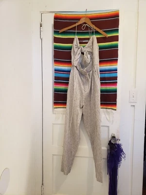 Anthropologie Significant Other US 4 Striped Blue White Jumpsuit Halter Belt  - Image 1 of 4