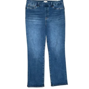 Good American Jeans Women 5 Blue Pull-on Denim High Rise Straight Leg Stretch - Picture 1 of 11