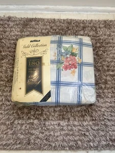 Royale Gold Full 4 Pc Sheet Set 180 Thread Count NOS Pink Rose Blue Stripes - Picture 1 of 4