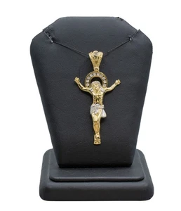 (MA5) 10k Two Tone Gold Jesus Stone  Pendant 6.2 Grams 2-3/8"x1-1/4" - Picture 1 of 8
