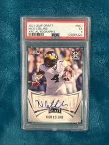 2021 Leaf Draft Nico Collins #NC 1 (RC) PSA 5 - Picture 1 of 2