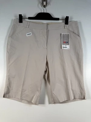 Bermuda pincord feminina Peter Millar golfe Athleisure frente plana cáqui tamanho 14 nova com etiquetas - Imagem 1 de 4