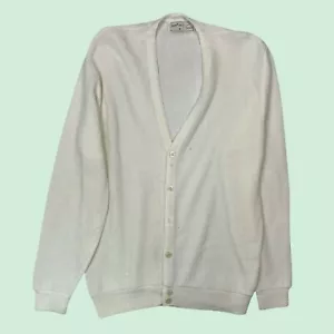 Vintage Sansabelt Golf Strickjacke L Beige Off White Acryl 60er 70er Pullover USA - Bild 1 von 11