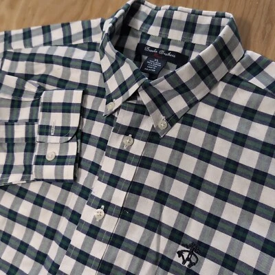 NEW Brooks Brothers Fleece Boys XL Blue Check Button Down Non iron Shirt Men's S - Image 1 of 4