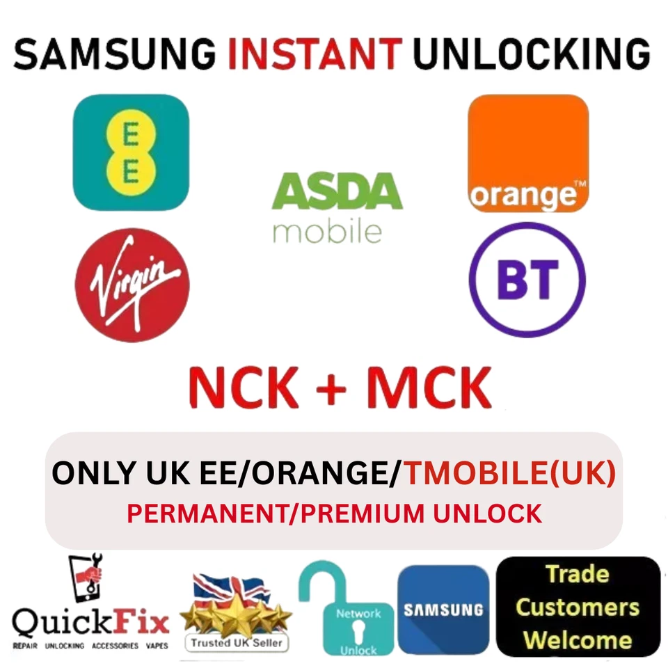 ULTRA SAMSUNG UNLOCK CODE SERVICE FOR ANY GALAXY S23 Series All/S24 series All EE UK
