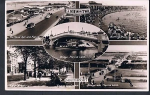 EMPIRE VIEW PRODUCTION RP MULTIVIEW POSTKARTE EIN ODER ZWEI ANSICHTEN SOUTHPORT 1935 - Bild 1 von 2