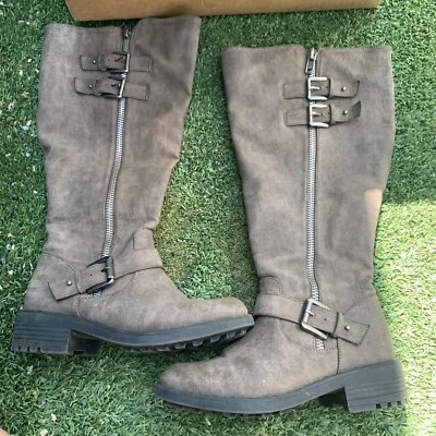 Torrid Womens Brown Tall Boots W/ Zipper & Buckles Sz. 7WW - Изображение 1 из 4